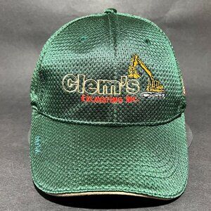 Clems Excavating Strapback Hat Cap Triple Crown Green Advertising Equipment Mens